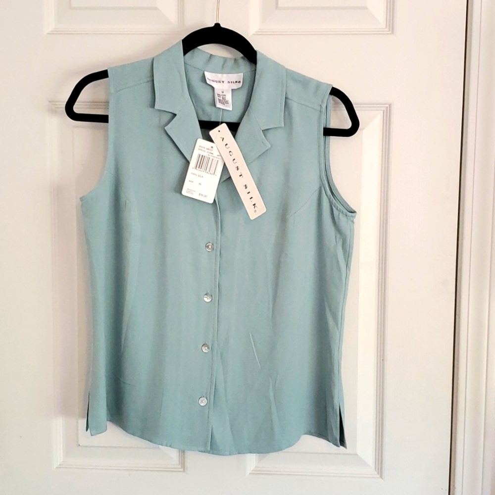 August Silk Button Down Collar Golf Shirt Size M